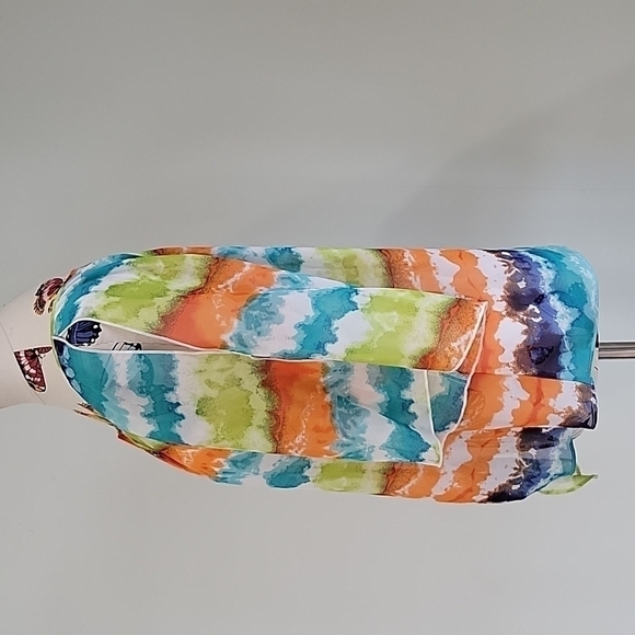 A. BYER colorful tie dye type top with cut out sleeves.  Size is Large. - Picture 2 of 8